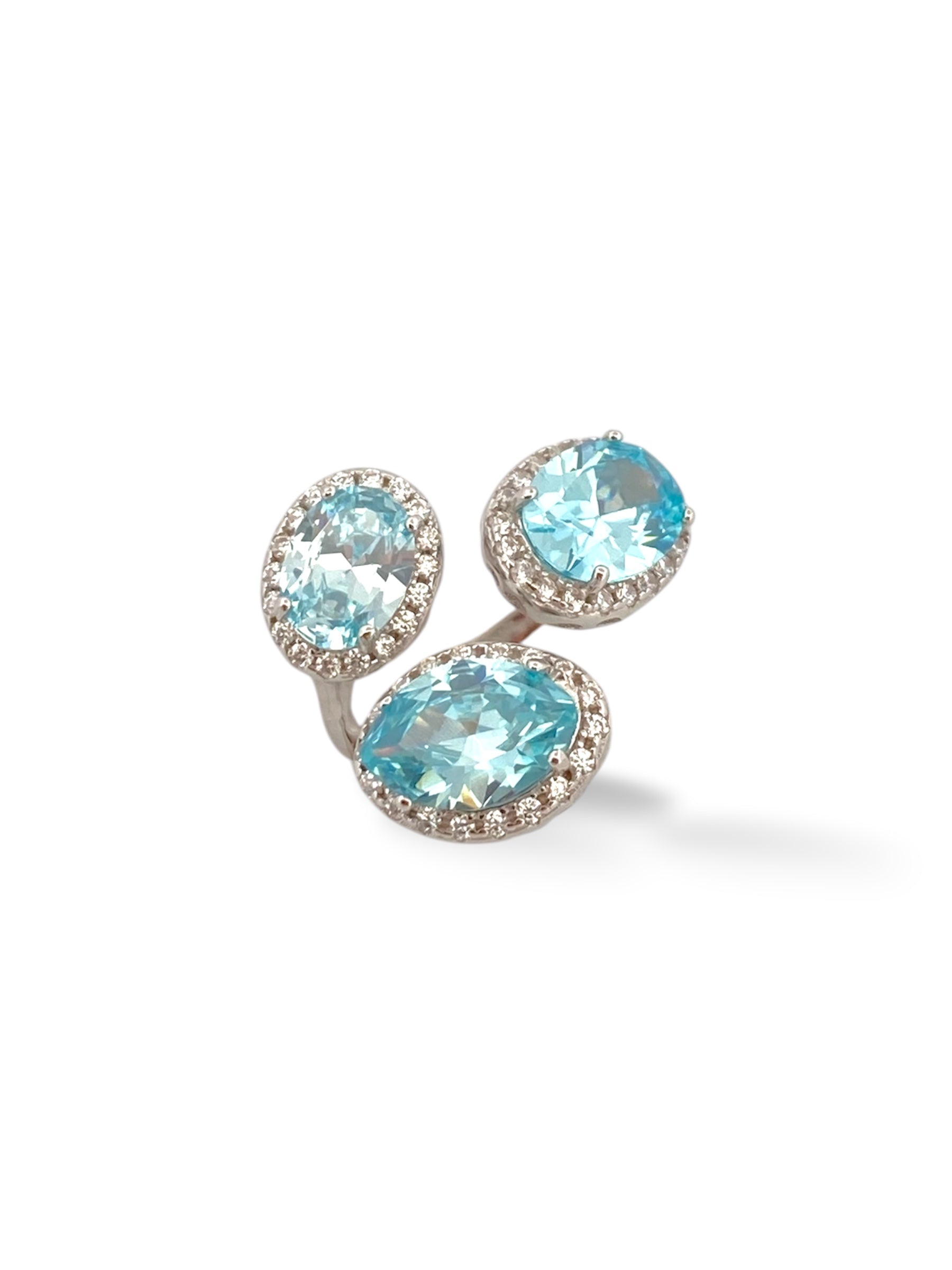 ANELLO CON TRE OVALI ACQUAMARINA