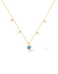 COLLANA BOHO CHIC CON CUORE TURCHESE E ZIRCONI IN ARGENTO PLACCATO ORO BOHO CHIC