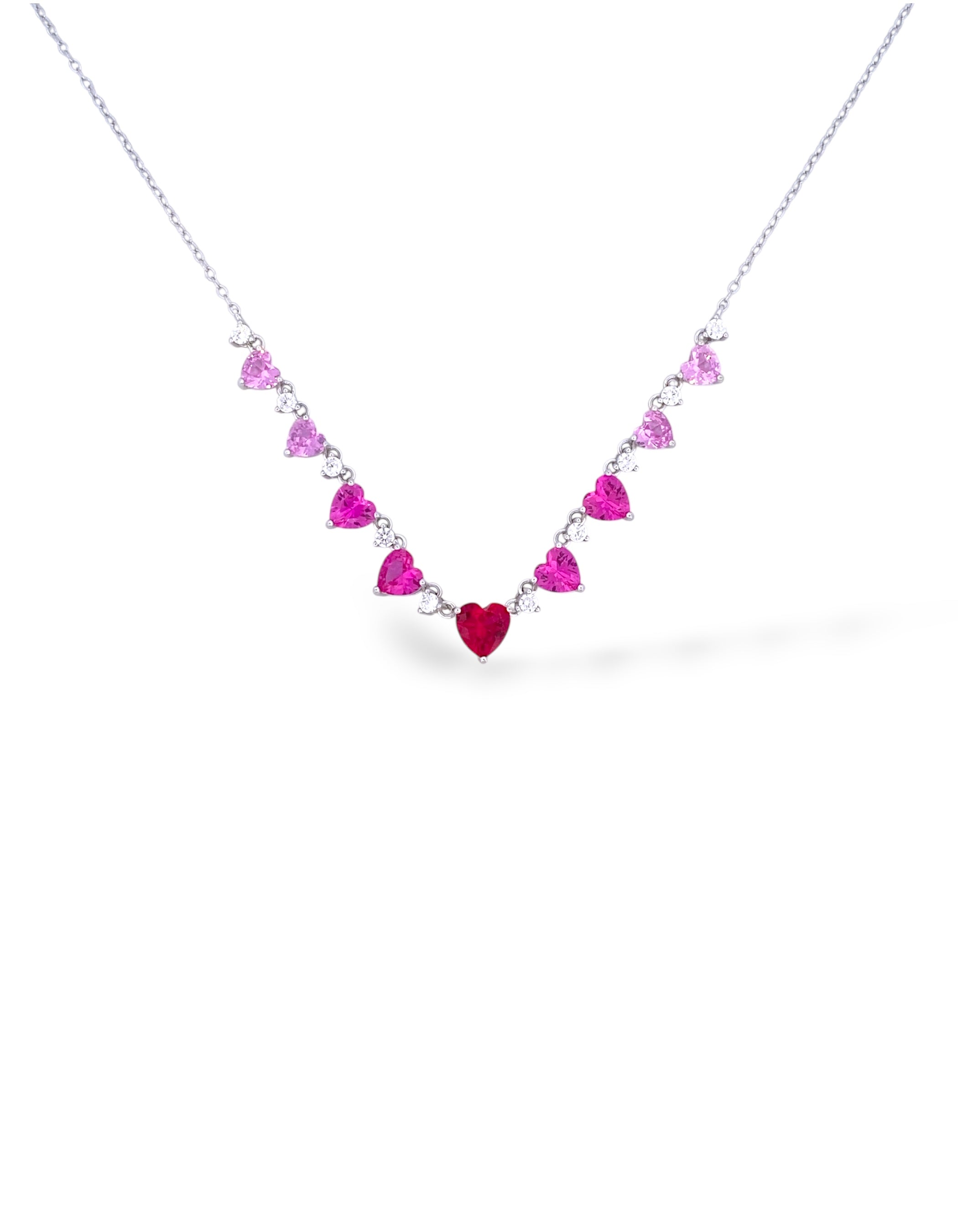 COLLANA CON CUORI DEGRADE' IN ARGENTO 925 E ZIRCONI