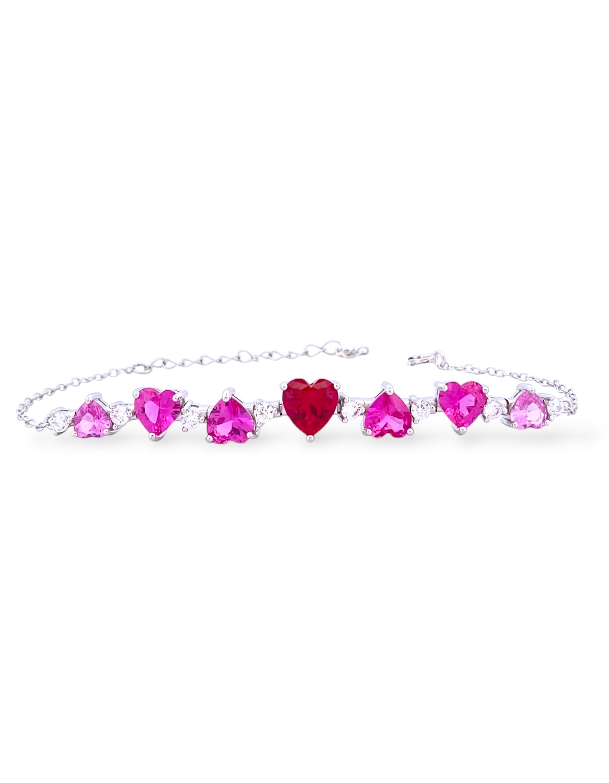 BRACCIALETTO CUORI SFUMATO IN ARGENTO 925 E  ZIRCONI DEGRADE'
