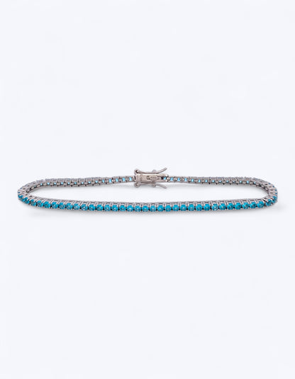 TENNIS IN ARGENTO 925 E ZIRCONI ACQUAMARINA