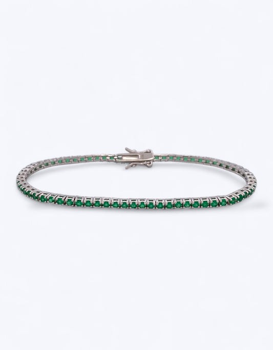 TENNIS IN ARGENTO 925 E ZIRCONI SMERALDO