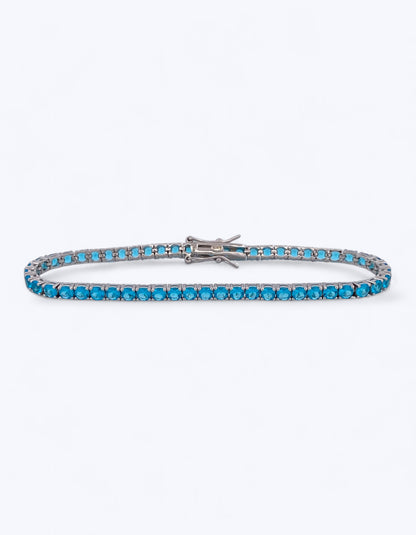 TENNIS IN ARGENTO 925 E ZIRCONI ACQUAMARINA
