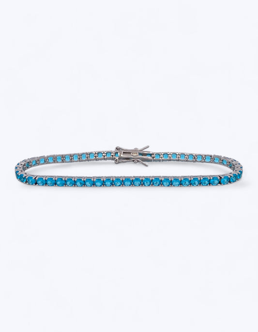 TENNIS IN ARGENTO 925 E ZIRCONI ACQUAMARINA
