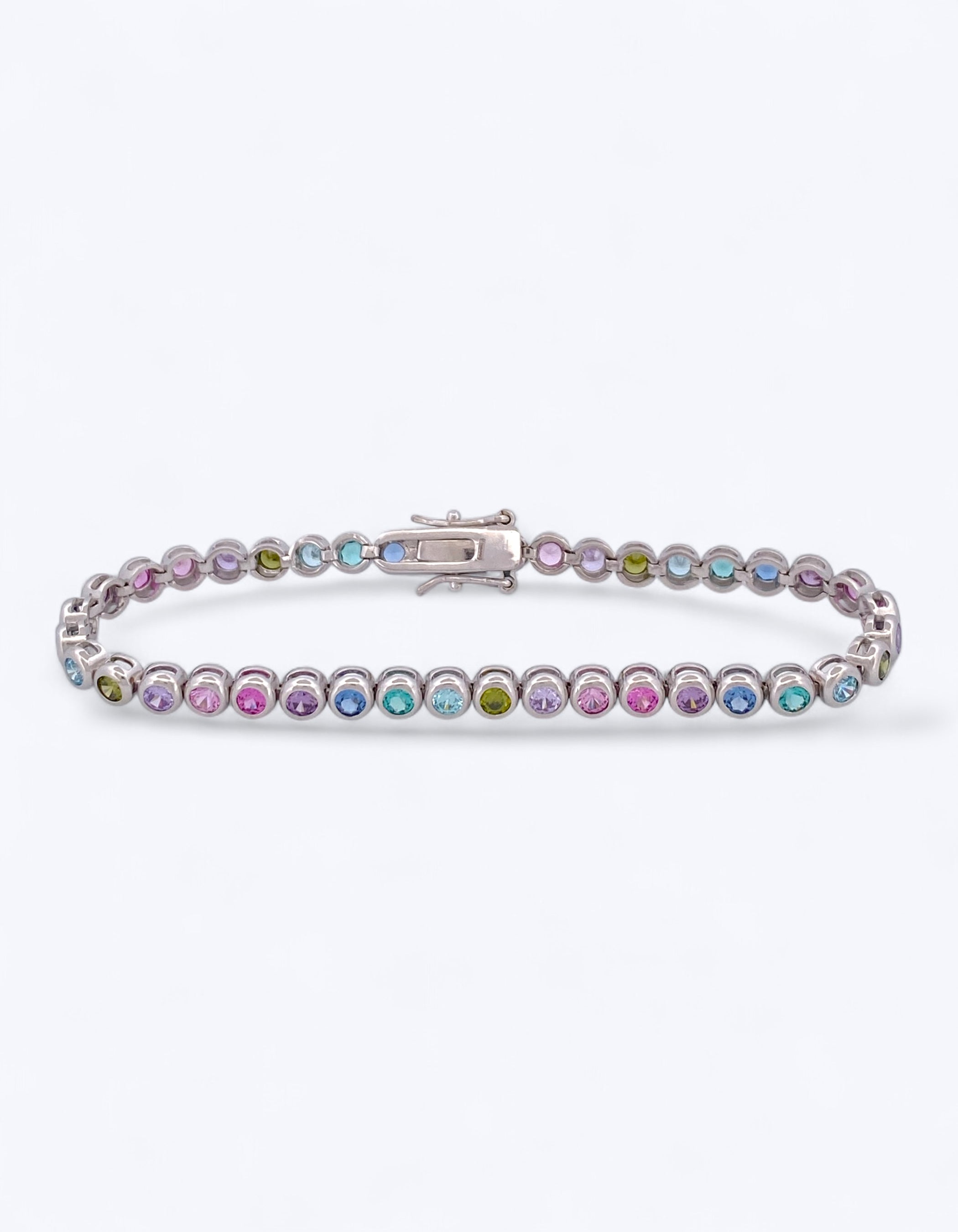 TENNIS IN ARGENTO BEZEL CON ZIRCONI MULTICOLORI