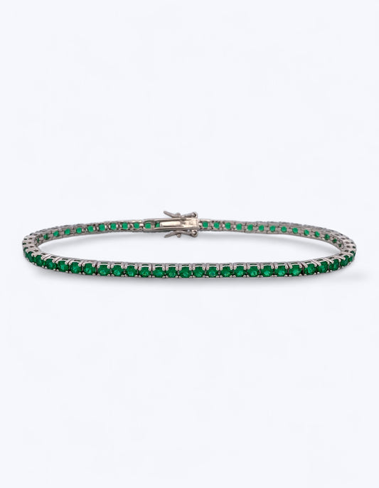 TENNIS IN ARGENTO 925 E ZIRCONI SMERALDO