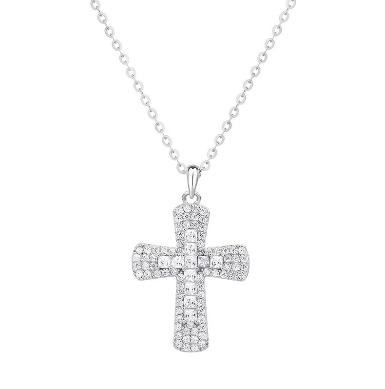 COLLANA CON PENDENTE A CROCE CON ZIRCONI