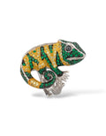 ANELLO CAMALEONTE IN ARGENTO 925 E ORO CON PAVÉ DI ZIRCONI MULTICOLOR