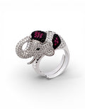 ANELLO ELEFANTE IN ARGENTO 925 REGOLABILE CON ZIRCONI MULTICOLOR