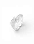 ANELLO FOGLIE PAVÉ IN ARGENTO 925 REGOLABILE CON ZIRCONI