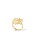 Anello regolabile a cupola floreale in argento 925 placcato oro con costellazione di zirconi bianchi - Di Luce Bijoux