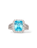 ANELLO ACQUAMARINA IN ARGENTO 925 E ZIRCONI