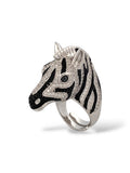 ANELLO ZEBRA IN ARGENTO 925 E PAVE' DI ZIRCONI BIANCHI E NERI