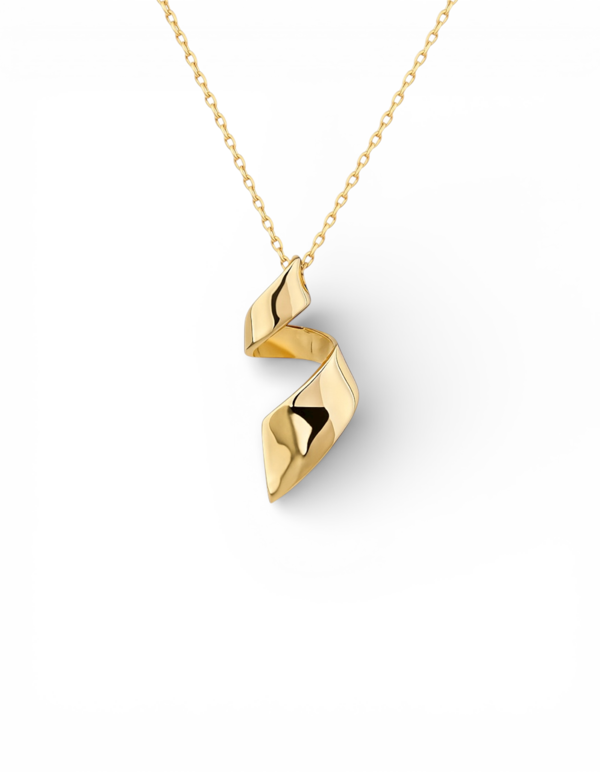 Collana in argento 925 placcato oro con ciondolo a spirale geometrica lucida e design a nastro avvolgente - Di Luce Bijoux