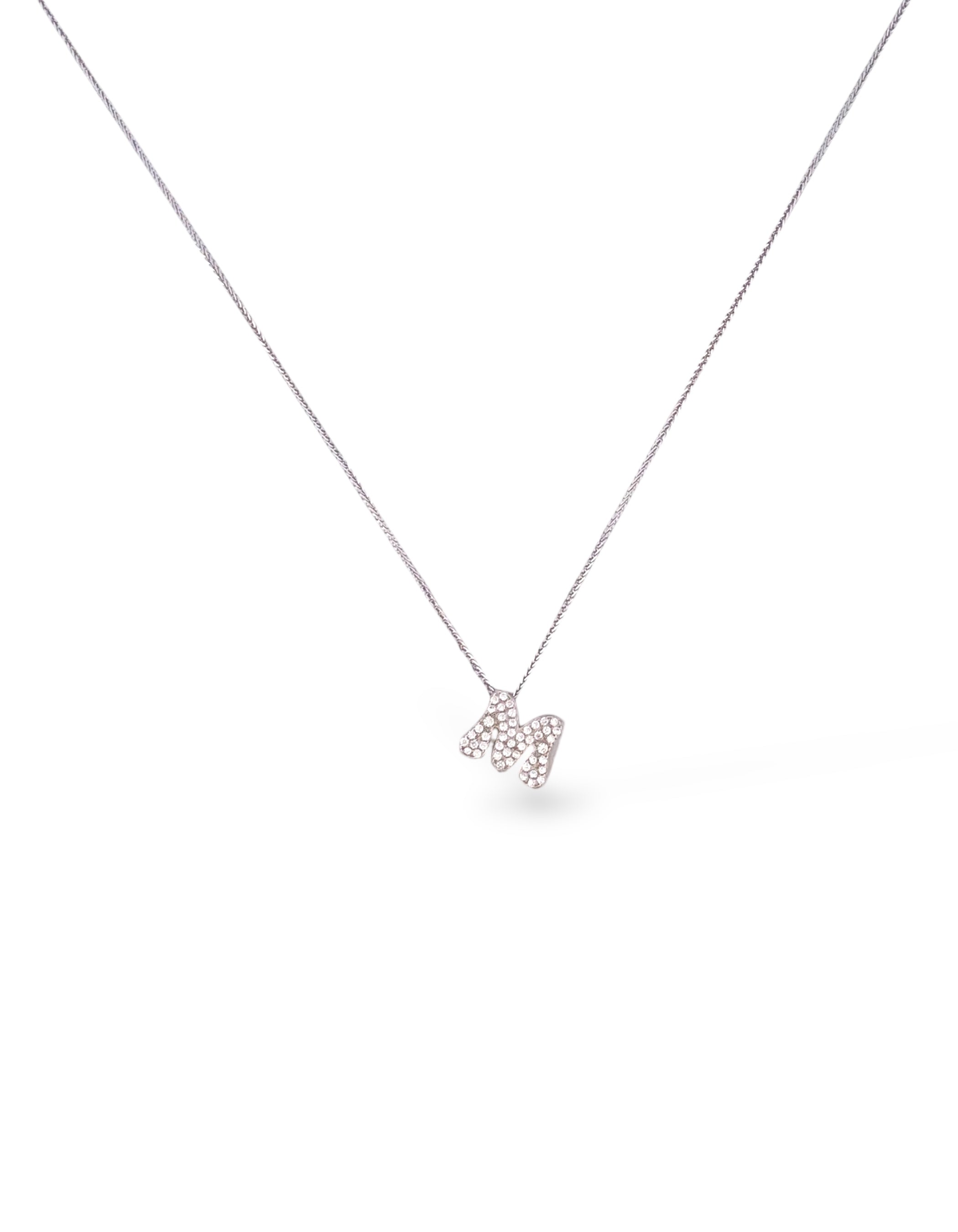 COLLANA CON LETTERA INIZIALE IN ARGENTO 925 E PAVÈ DI ZIRCONI