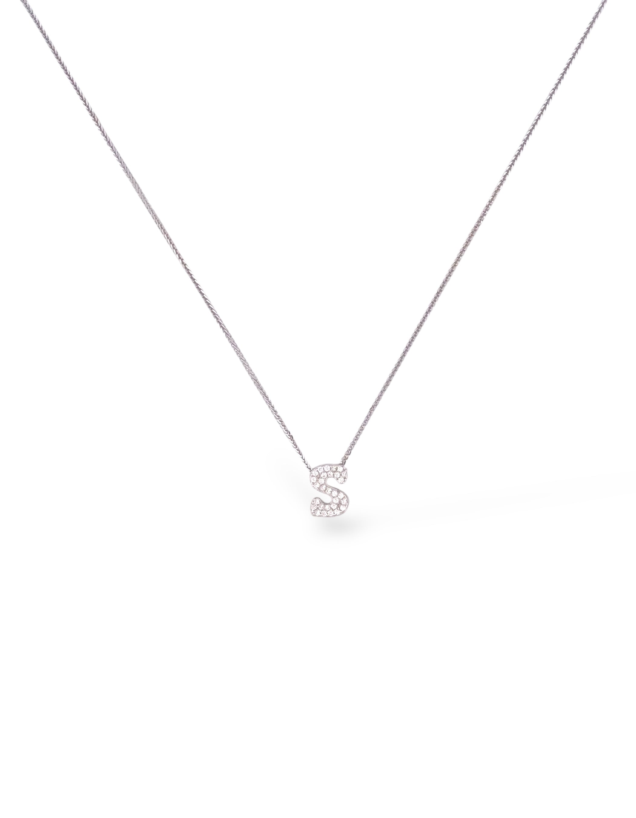COLLANA CON LETTERA INIZIALE IN ARGENTO 925 E PAVÈ DI ZIRCONI