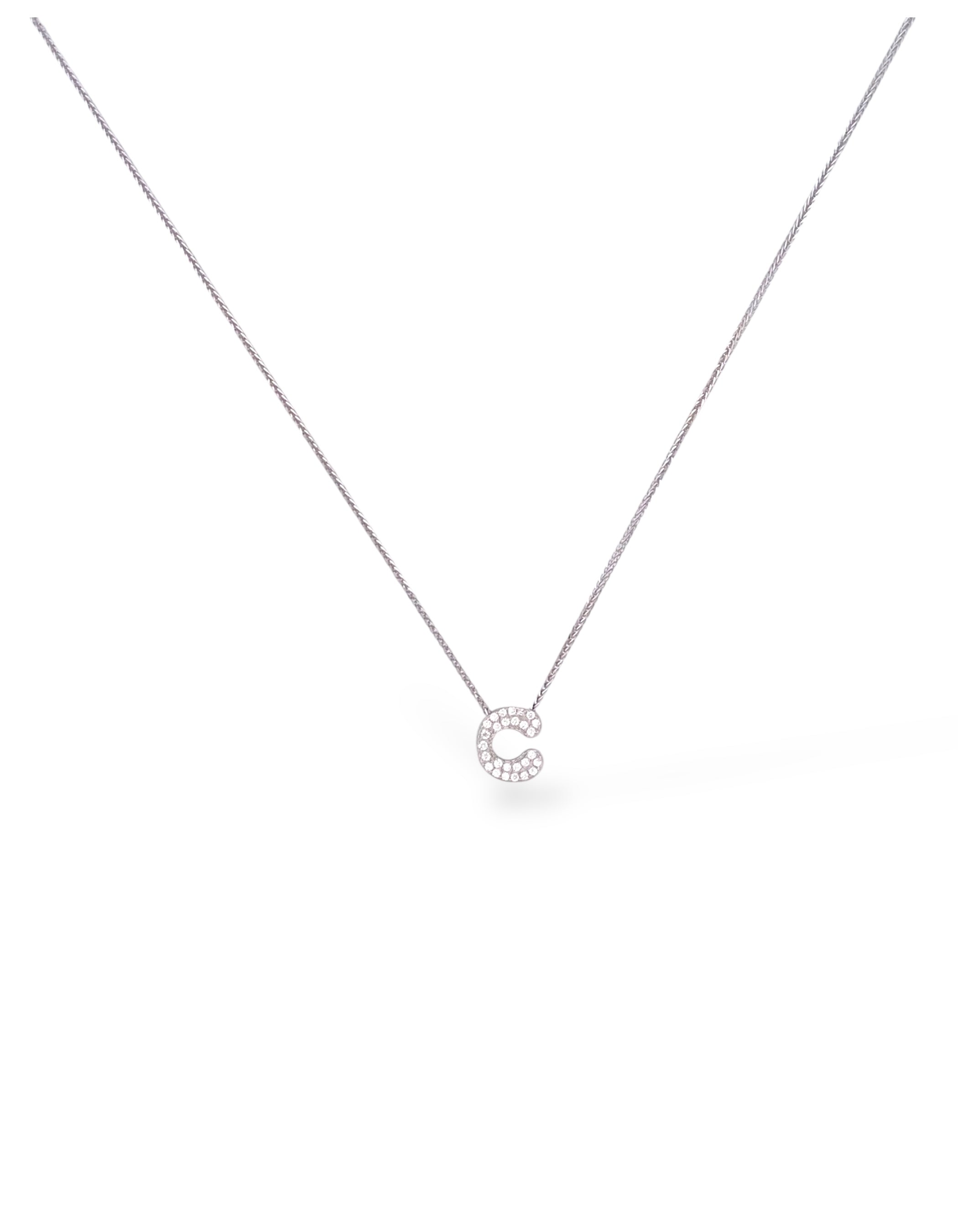 COLLANA CON LETTERA INIZIALE IN ARGENTO 925 E PAVÈ DI ZIRCONI