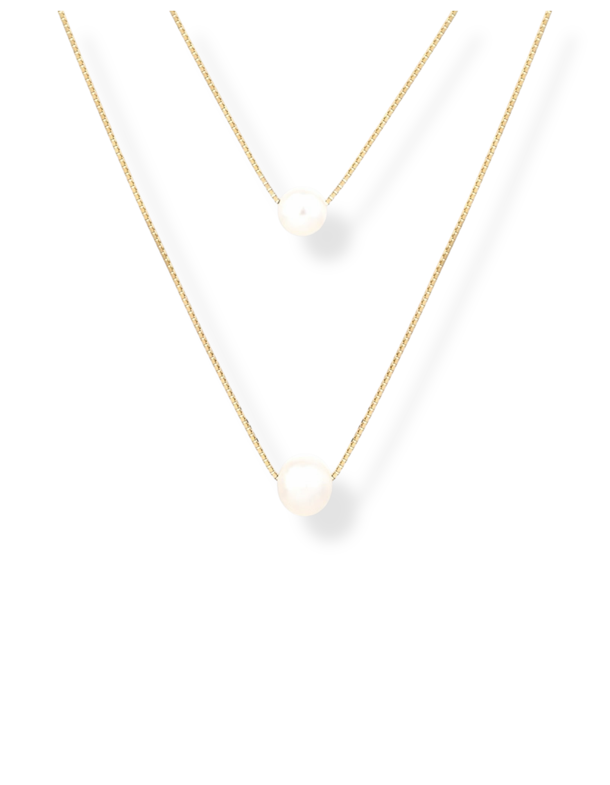 COLLANA DOPPIO FILO IN ARGENTO 925 CON DUE PERLE PASSANTI