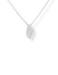 Collana girocollo a catenina in argento 925 placcato RODIO con ciondolo a foglia in pavé di zirconi bianchi luminosi DiLuce Bijoux.