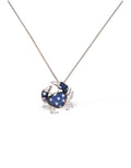 COLLANA GRANCHIO IN ARGENTO 925 E PAVE' DI ZIRCONI ZAFFIRO