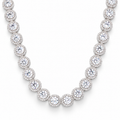 Collana rivière in argento 925 con elementi rotondi, zirconi bianchi centrali e cornice pavé effetto halo