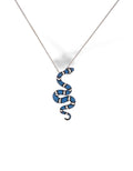 COLLANA SERPENTE IN ARGENTO 925 E ZIRCONI BLU ZAFFIRO E NERI