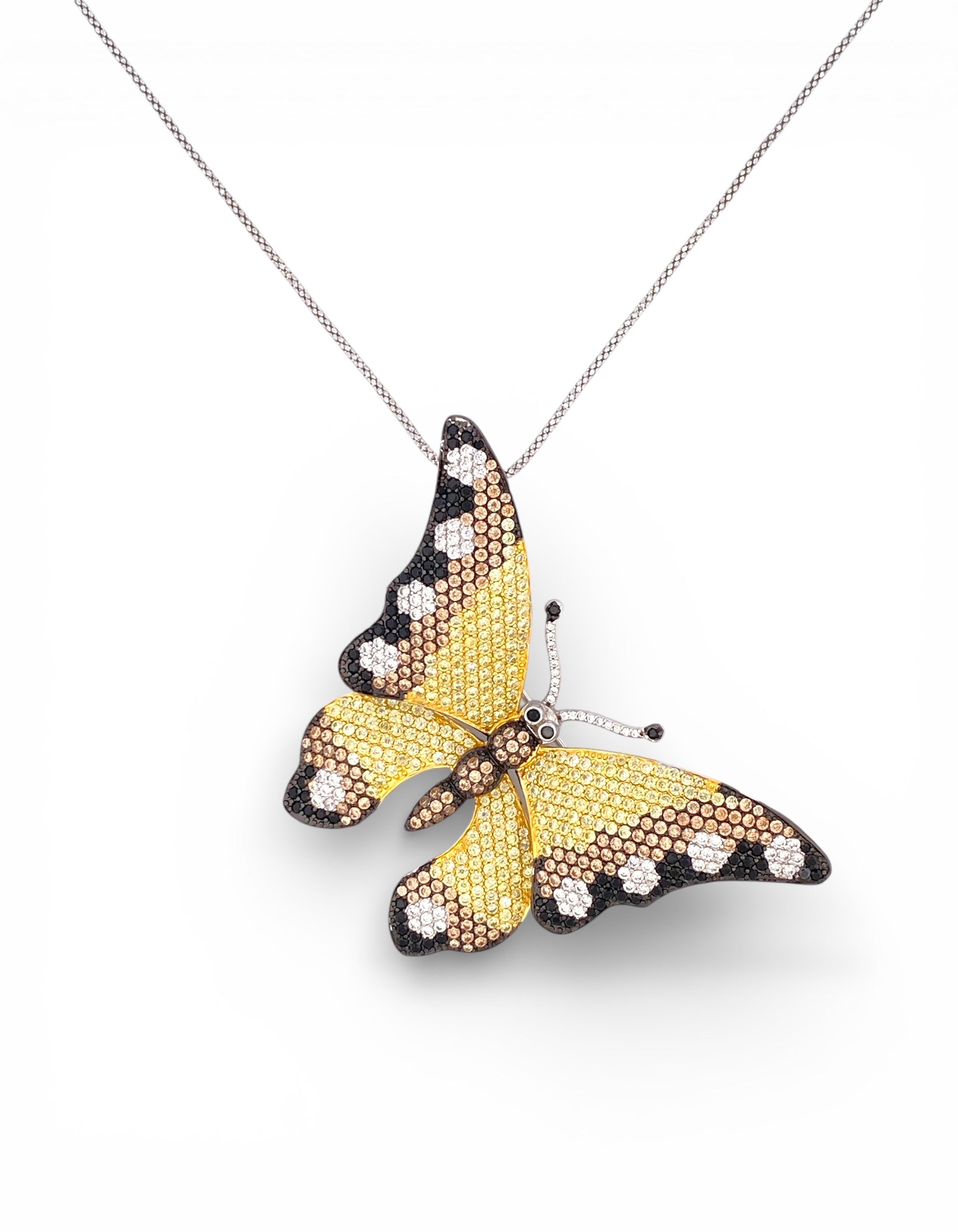 COLLANA SPILLA FARFALLA IN ARGENTO 925 E PAVE' DI ZIRCONI