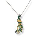 COLLANA SPILLA PAVONE IN ARGENTO 925 E ORO CON PAVÉ DI Zirconi VERDI E GIALLI