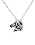 COLLANA SPILLA ZEBRA IN ARGENTO 925 CON PAVÉ DI ZIRCONI BIANCHI E NERI