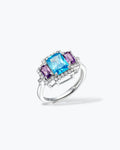 ANELLO CON PIETRE AQUAMARINA E AMETISTA