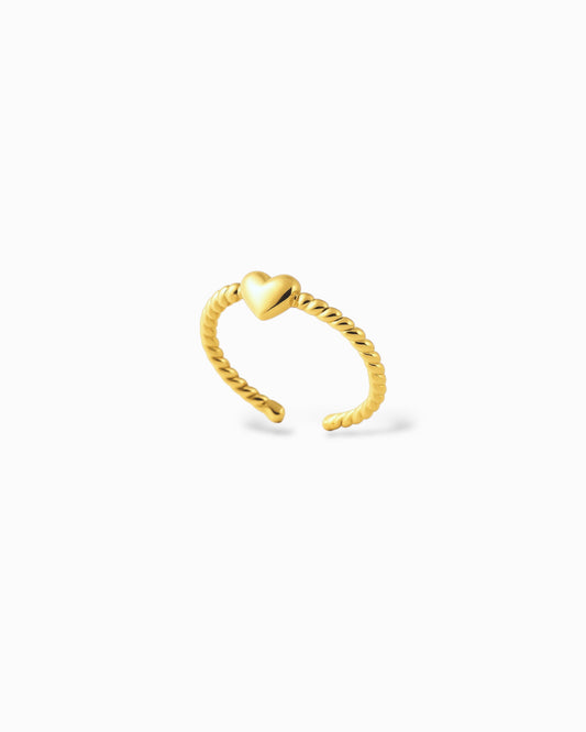 Anello Minimal Dorato con Cuore Lucido
