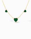COLLANA TRIS DI CUORI IN MALACHITE