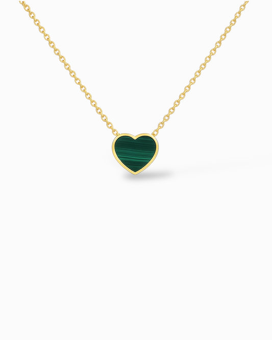 Collana Dorata con Cuore di Malachite