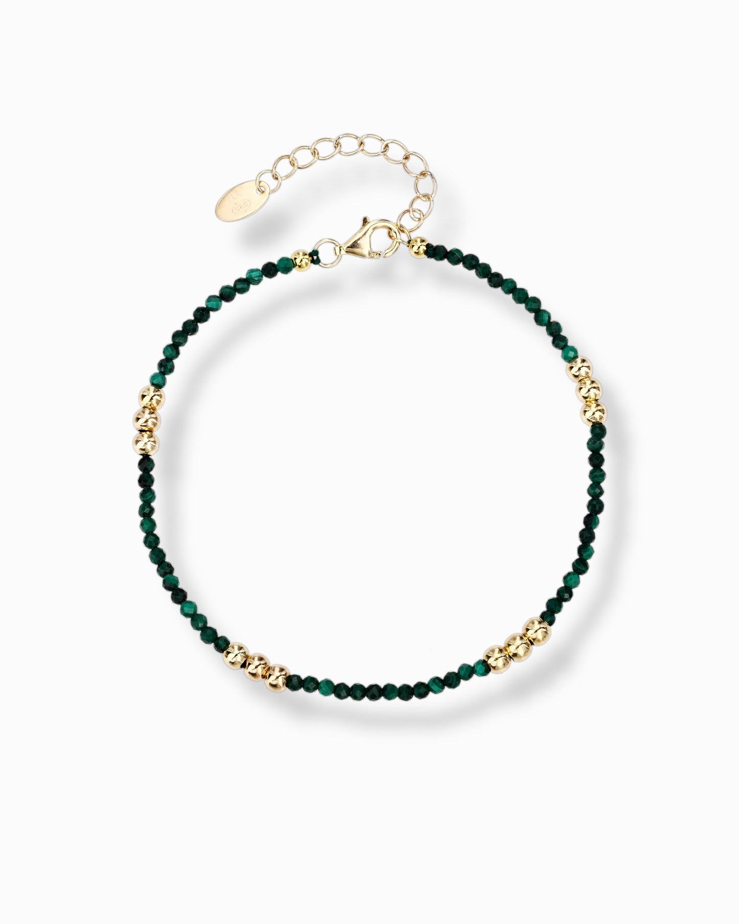 Bracciale  con Dettagli Dorati e palline Verdi
