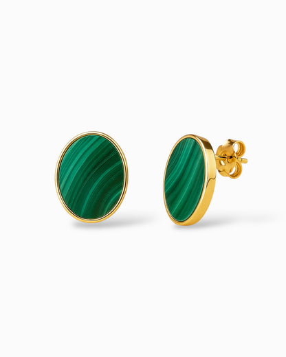 ORECCHINI OVALI CON MALACHITE NATURALE