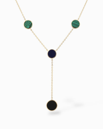 COLLANA DORATA CON PIETRE NATURALI (ONICE, LAPIS, MALACHITE)