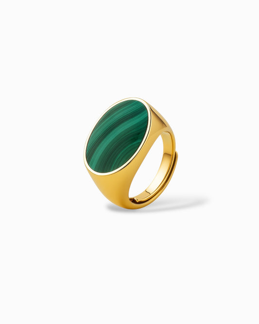 Anello Ovale in Argento 925 con Malachite