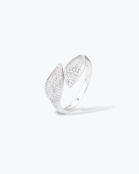 ANELLO DOPPIA FOGLIA PAVE