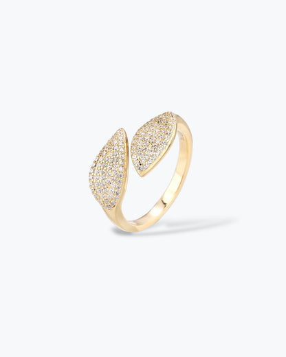 ANELLO DOPPIA FOGLIA PAVE