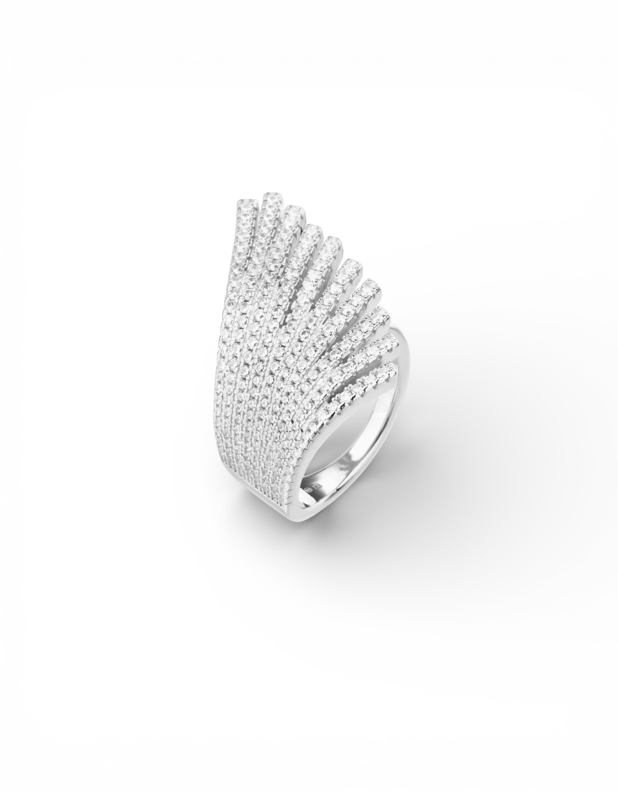 ANELLO  ALI D'ANGELO IN ARGENTO 925 E ZIRCONI
