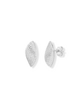 Orecchini a lobo a forma di foglia bombata in argento 925 placcato rodio  interamente ricoperti da un pavé di micro zirconi brillanti Di Luce Bijoux