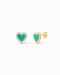 ORECCHINI CUORE TURCHESE IN ARGENTO 925 PLACCATO ORO