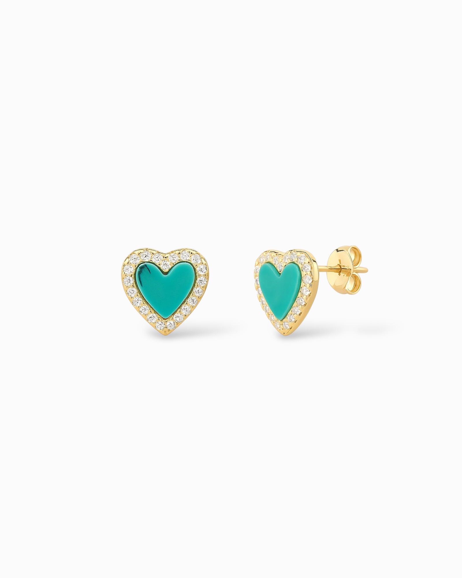 ORECCHINI CUORE TURCHESE IN ARGENTO 925 PLACCATO ORO