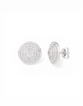 Orecchini a lobo circolari a bottone con pavè di zirconi concentrici in argento 925 rodiato Di Luce Bijoux