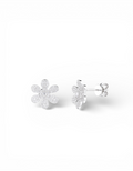 Orecchini a lobo a forma di fiore a sei petali in argento 925 rodiato ricoperti da micro pavé di zirconi - Di Luce Bijoux