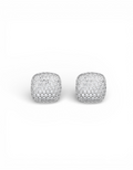 Orecchini a lobo quadrati bombati stile cuscinetto con pavè di zirconi in argento 925 rodiato Di Luce Bijoux.