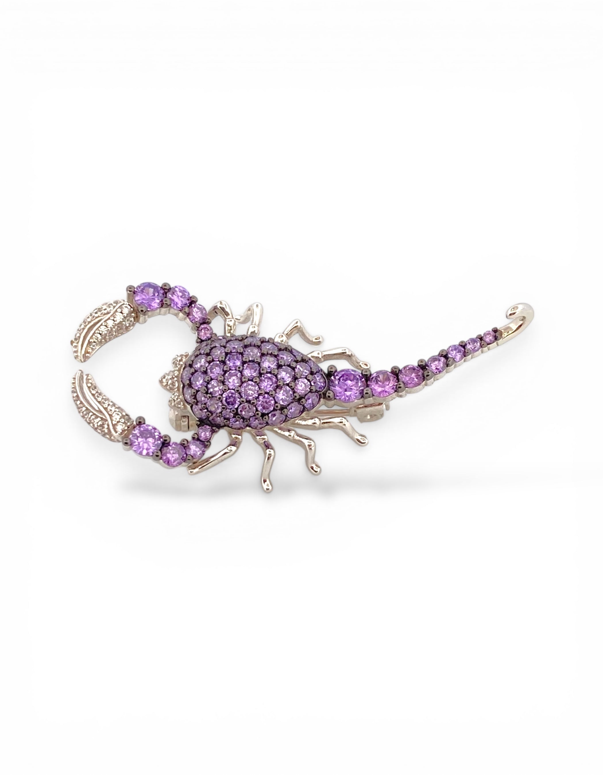 SPILLA SCORPIONE IN ARGENTO 925 E ZIRCONI COLOR AMETISTA